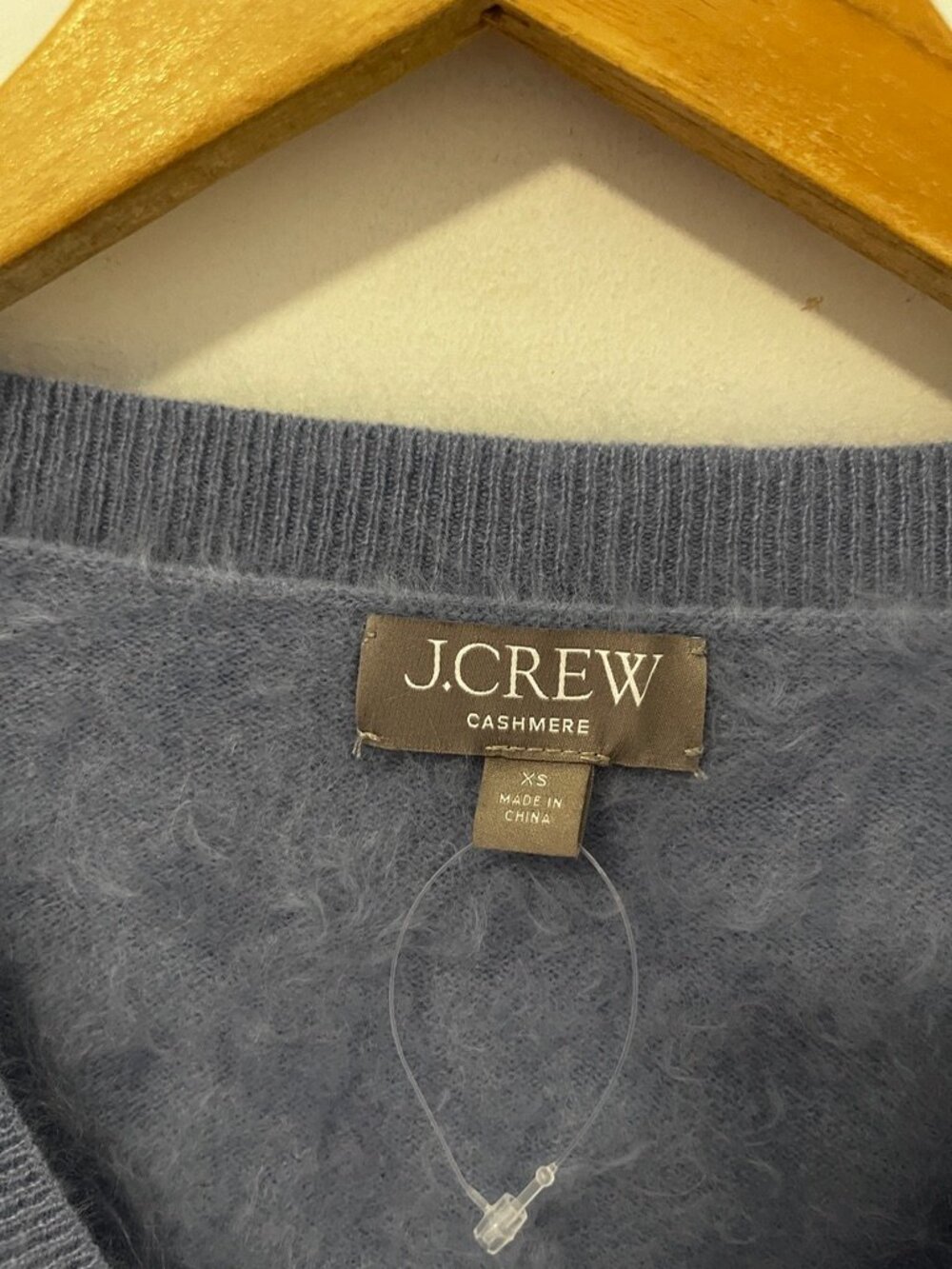 NEW J. Crew Blue Eyelash Knit Cashmere Sweater Size XS - Picture 3 of 6